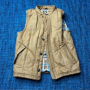 OshKosh Toddler Vest in Tan Brown Plaid Lining Size 4T